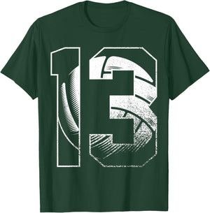 13th Birthday Boy Volleyball Player Volleyball 13 Years Old T-Shirt - T-Shirt | Forest