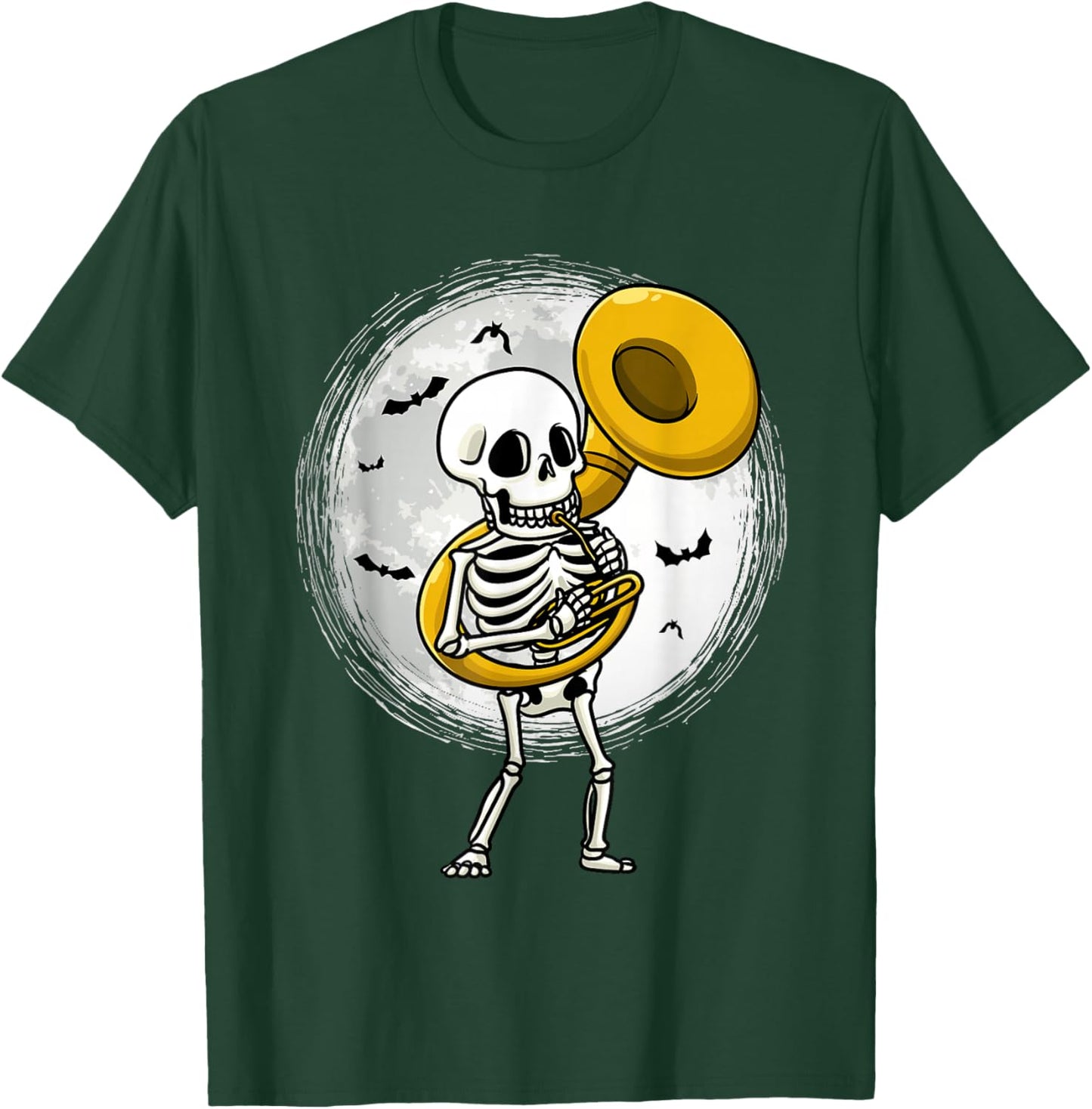 Skeleton Playing Sousaphone Tuba Instrument Halloween Band T-Shirt - T-Shirt | Forest