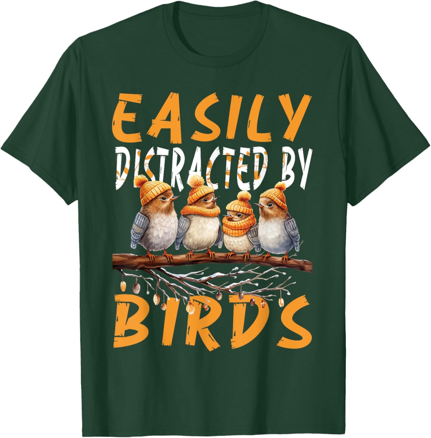 Easily Distracted By Birds , Funny Bird , Birds Lovers Cute T-Shirt - T-Shirt | Forest