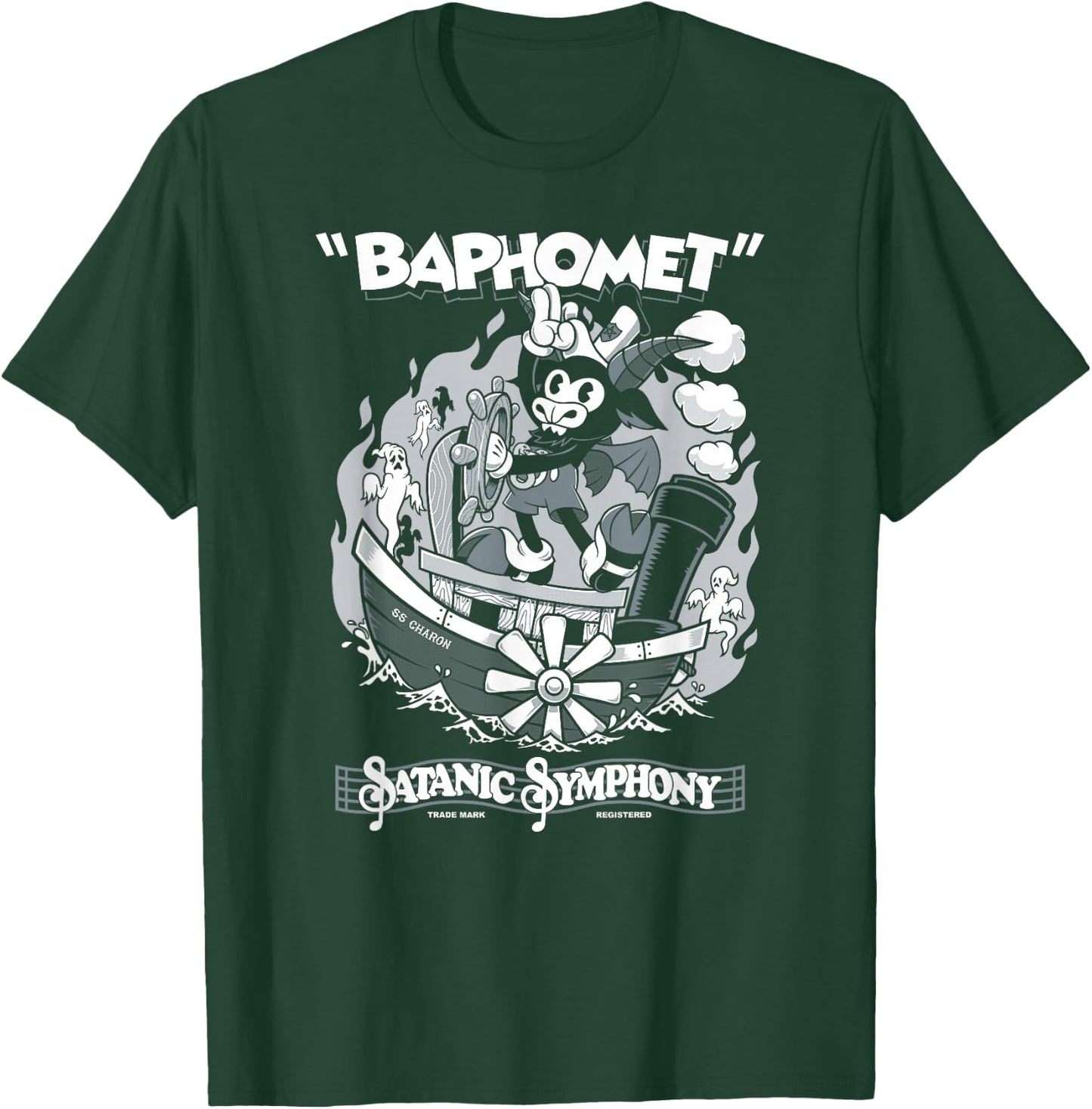 Vintage Cartoon Baphomet - Creepy Cute Goth - Occult T-Shirt - T-Shirt | Forest