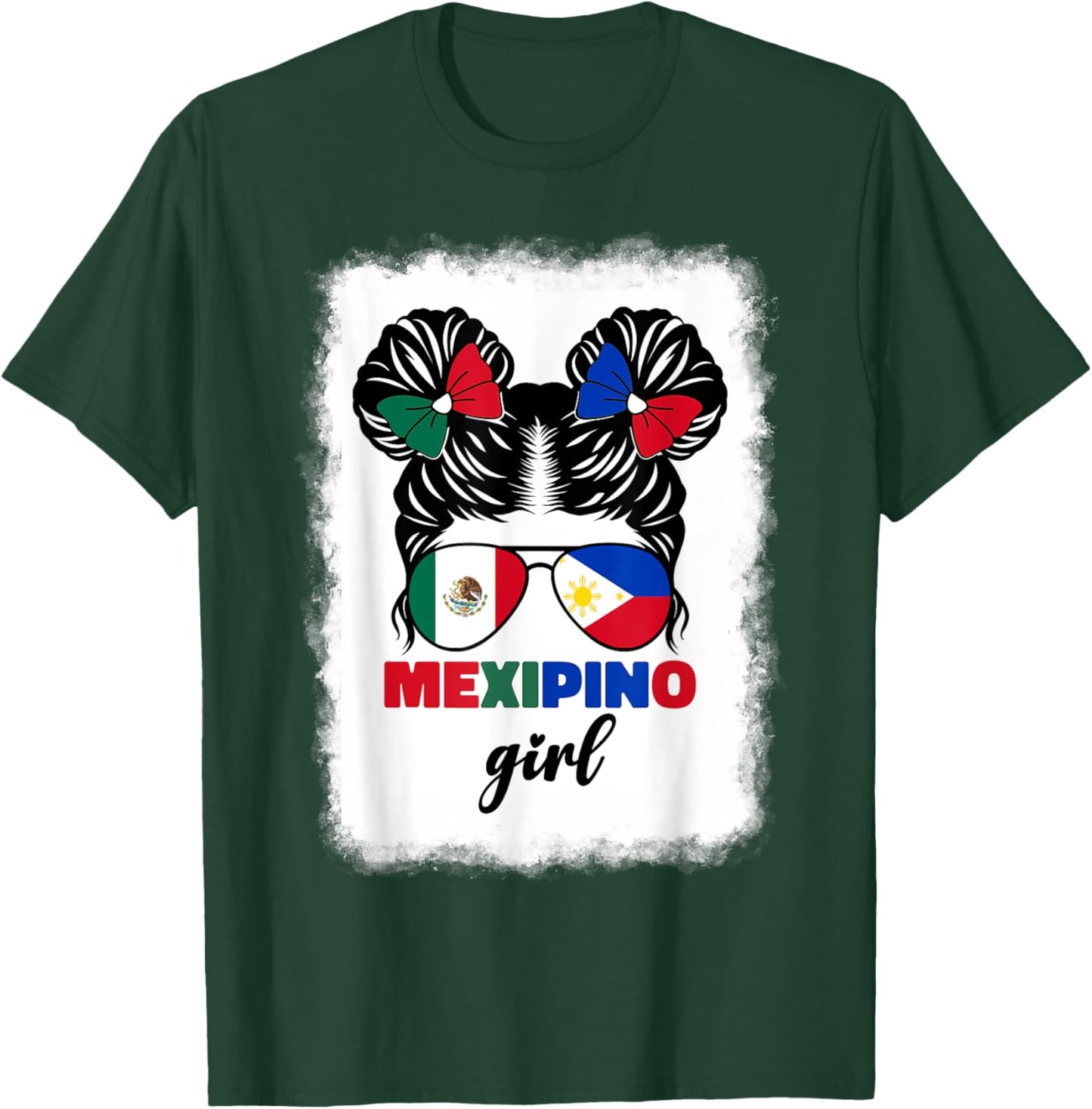 Half Mexican And Filipino Mexico Flag Mexipino Girl Kids Pun T-Shirt - T-Shirt | Forest