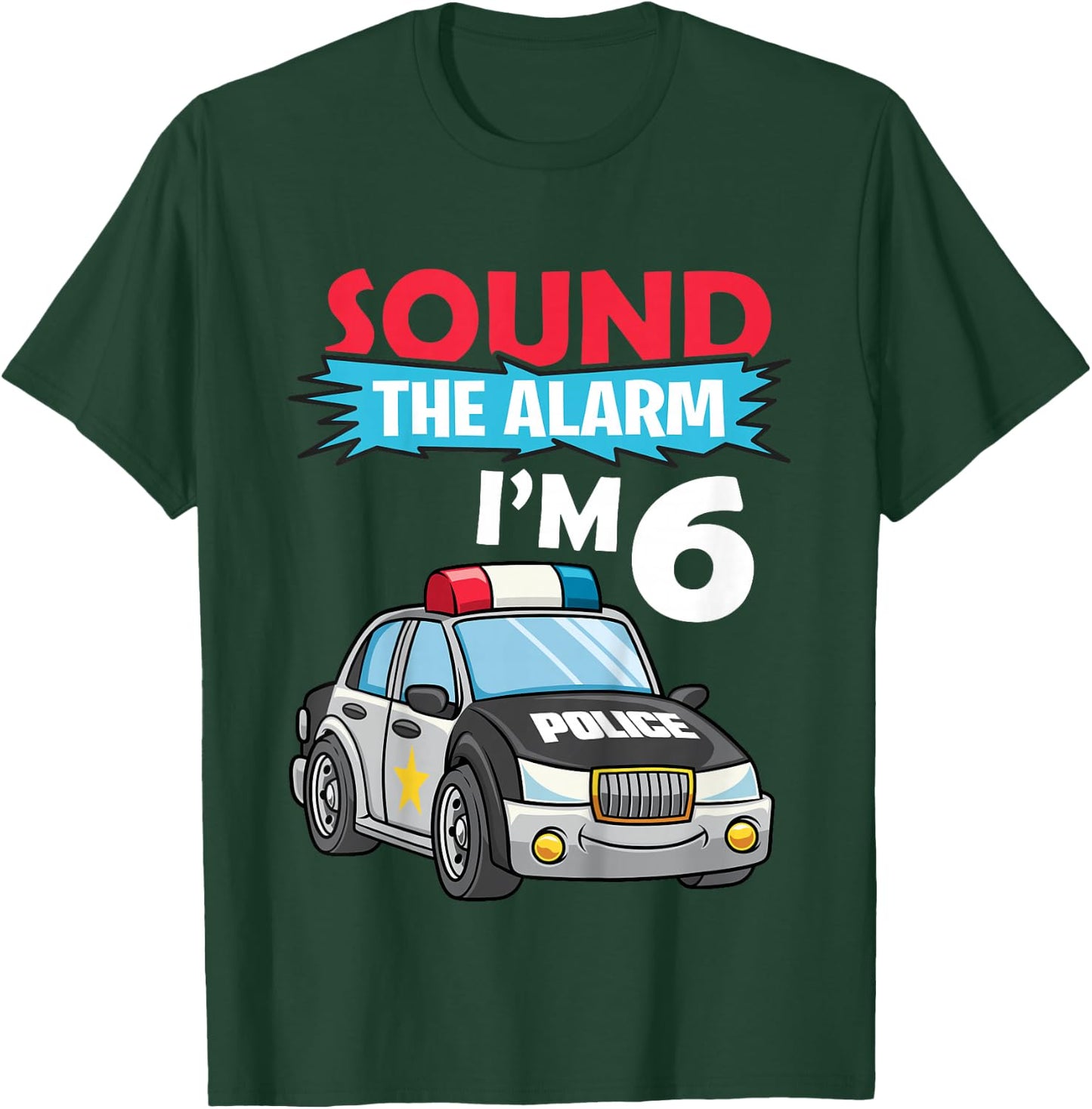 Birthday Boy Shirt 6 Years Old Kids Police Car Policeman Cop T-Shirt - T-Shirt | Forest