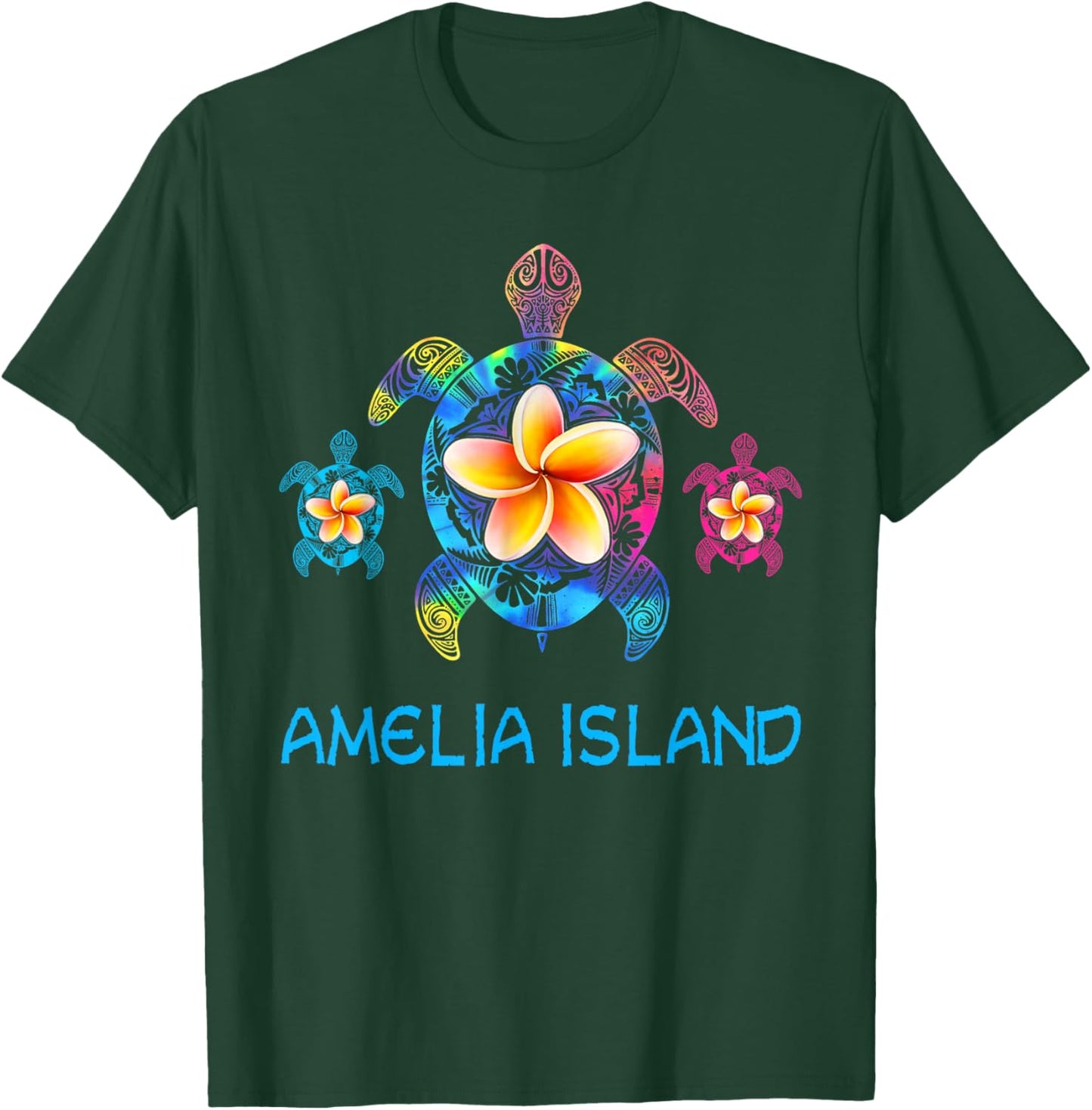 Amelia Island Florida Tribal Tie Dye Sea Turtle T-Shirt - T-Shirt | Forest