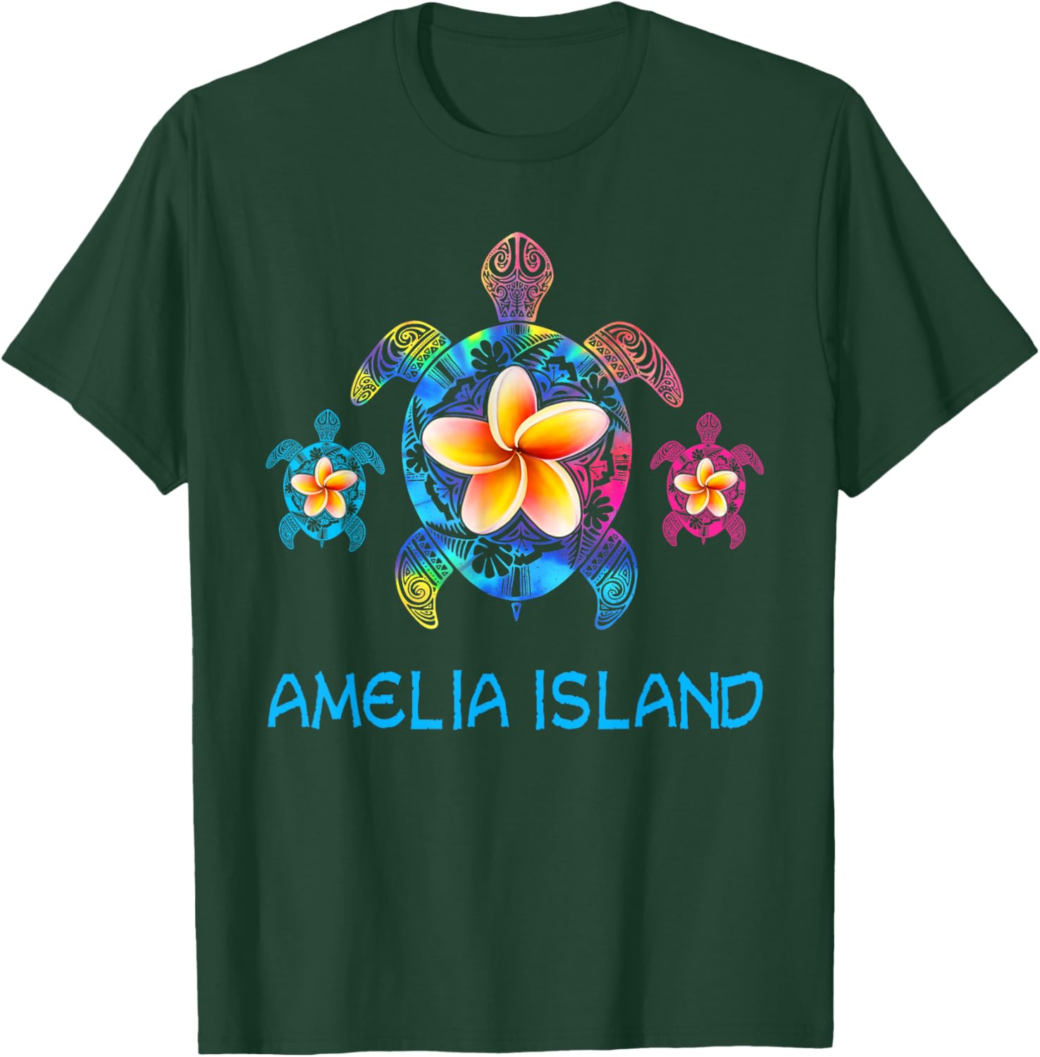 Amelia Island Florida Tribal Tie Dye Sea Turtle T-Shirt - T-Shirt | Forest