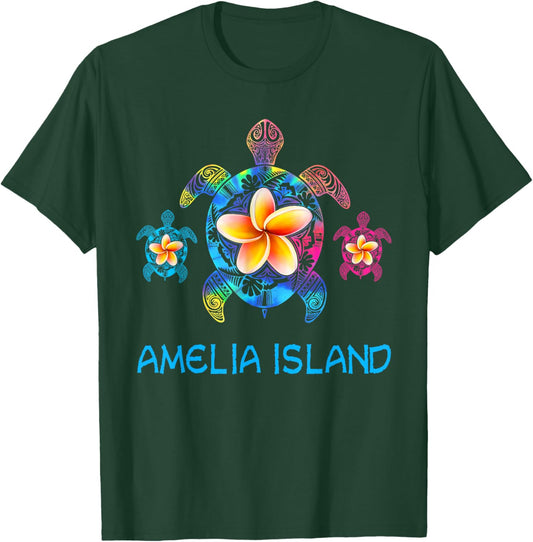 Amelia Island Florida Tribal Tie Dye Sea Turtle T-Shirt - T-Shirt | Forest