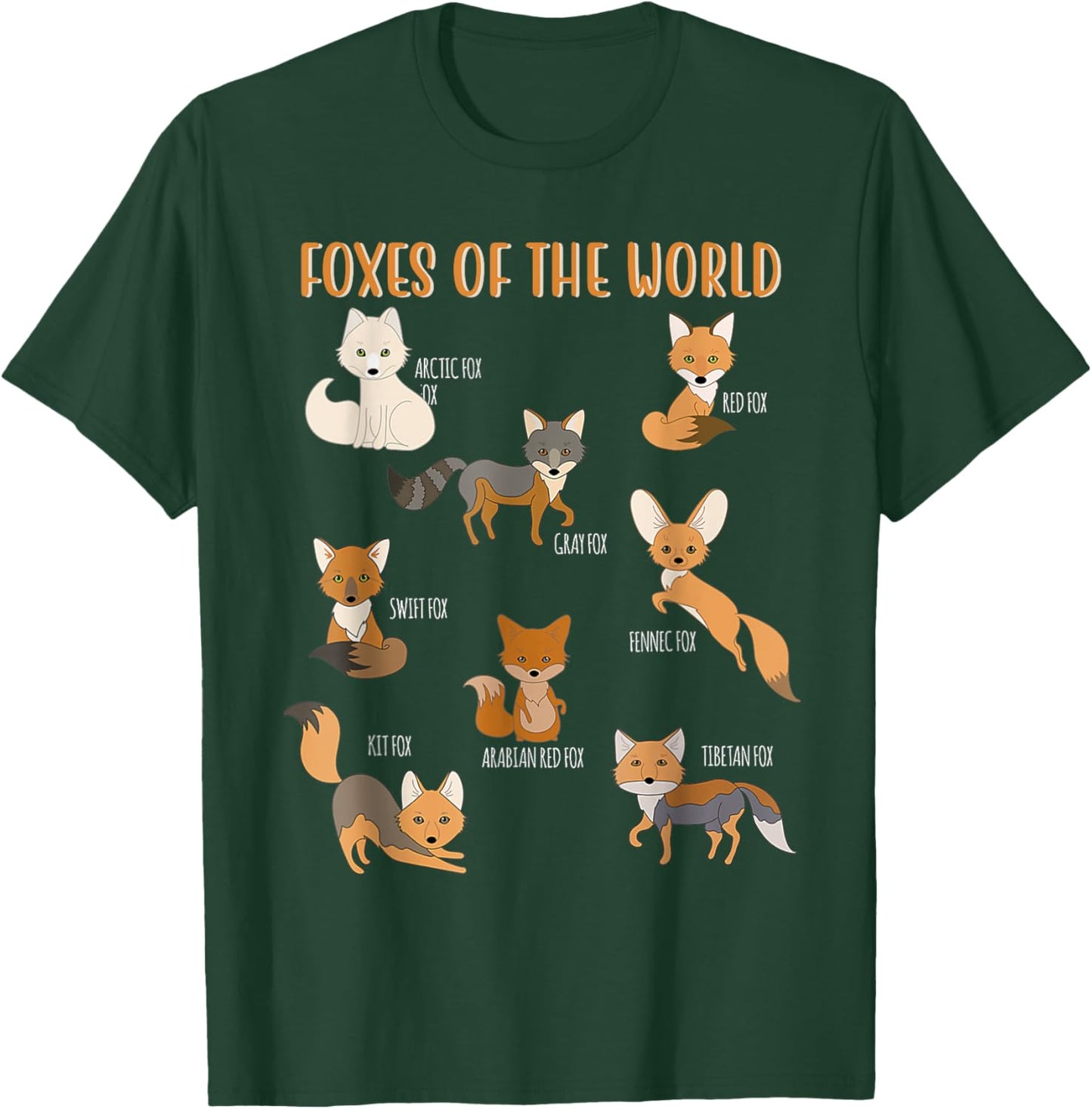 Fox Shirt Kawaii Foxes of the World Fox Animals Lovers Kids T-Shirt - T-Shirt | Forest