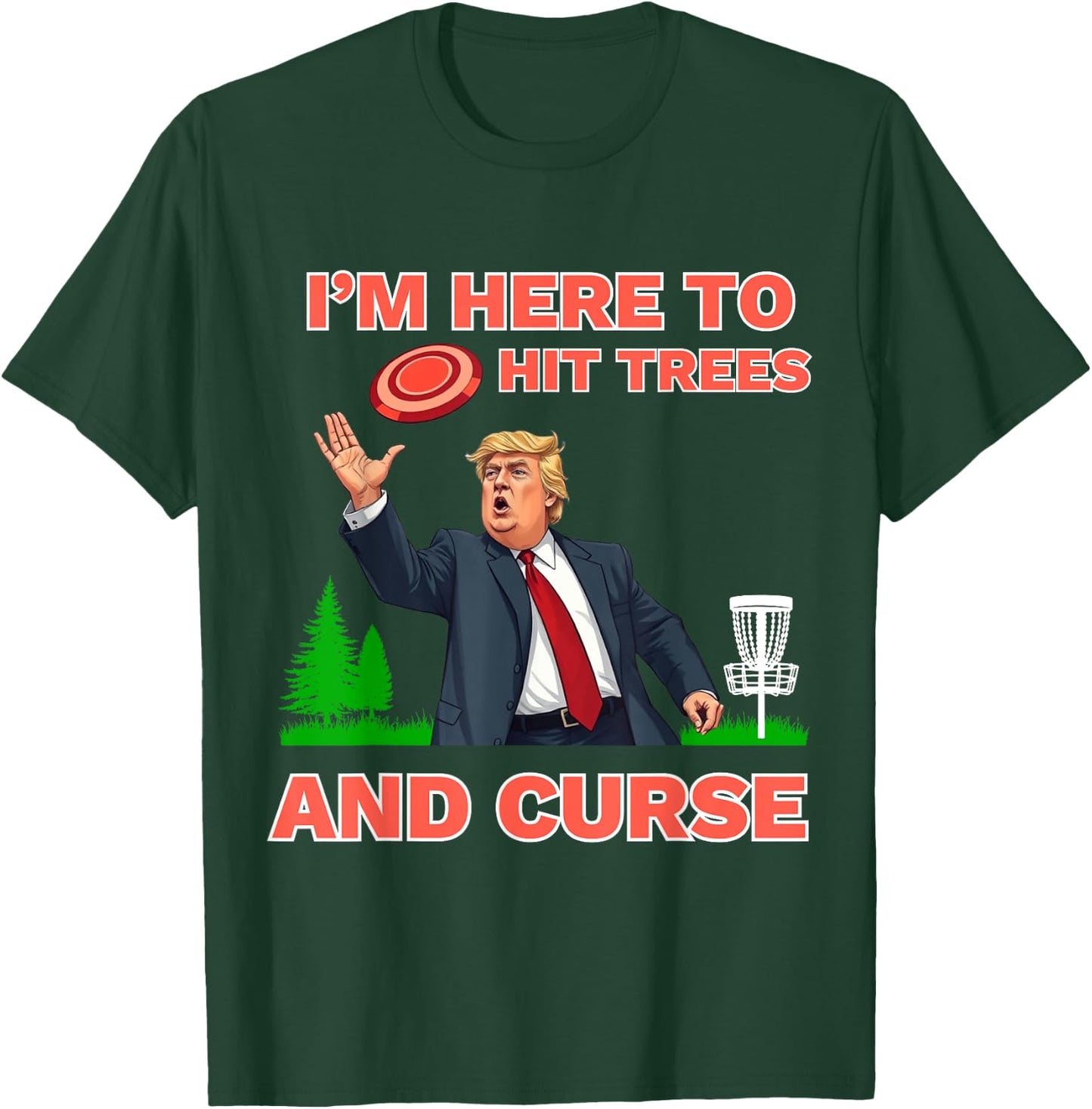 Disc Golf Shirt Funny Hit Trees and Curse Retro Disc Golf T-Shirt - T-Shirt | Forest