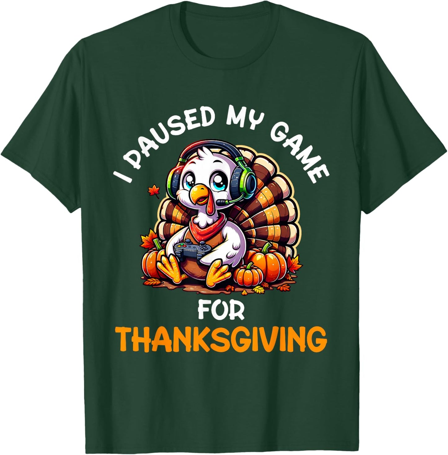 Thanksgiving Gamer Turkey Shirt For Boys Kids T-Shirt - T-Shirt | Forest