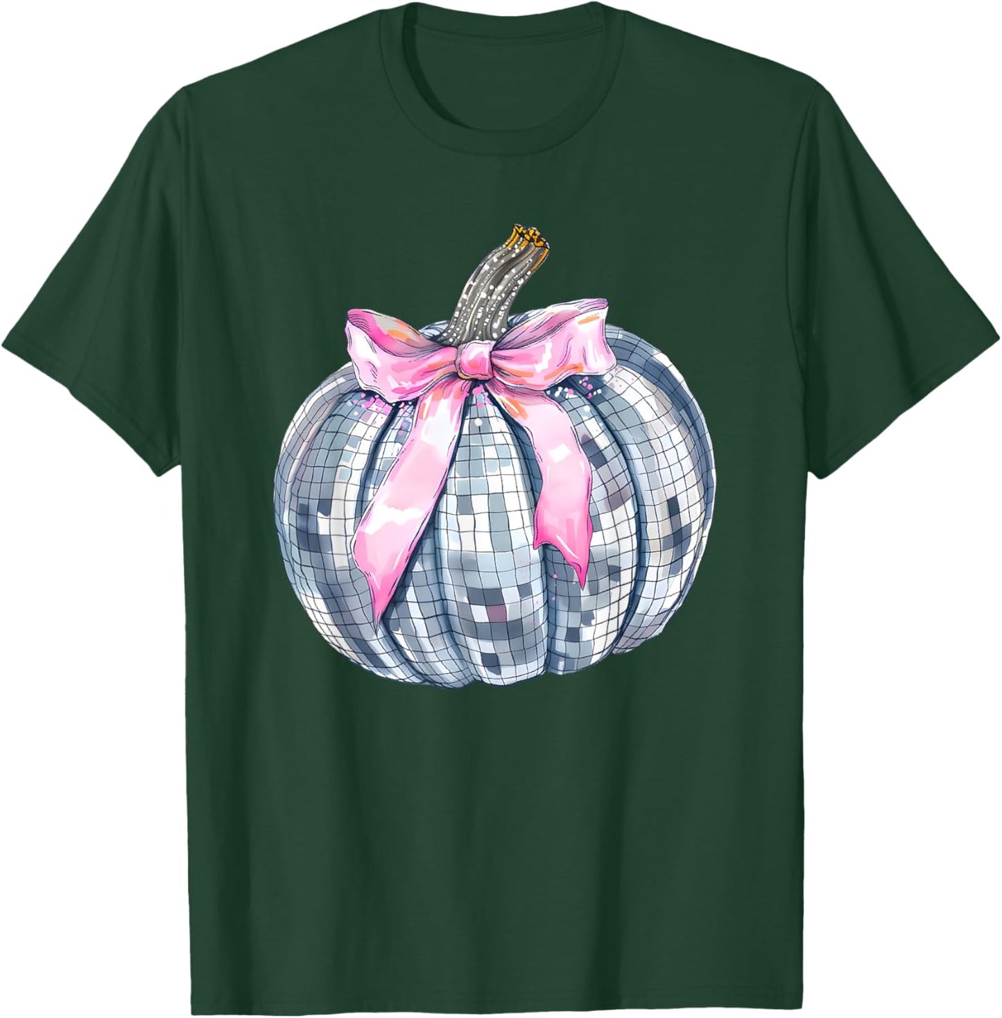 Retro Disco Ball Coquette Pumpkin Halloween Thanksgiving T-Shirt - T-Shirt | Forest
