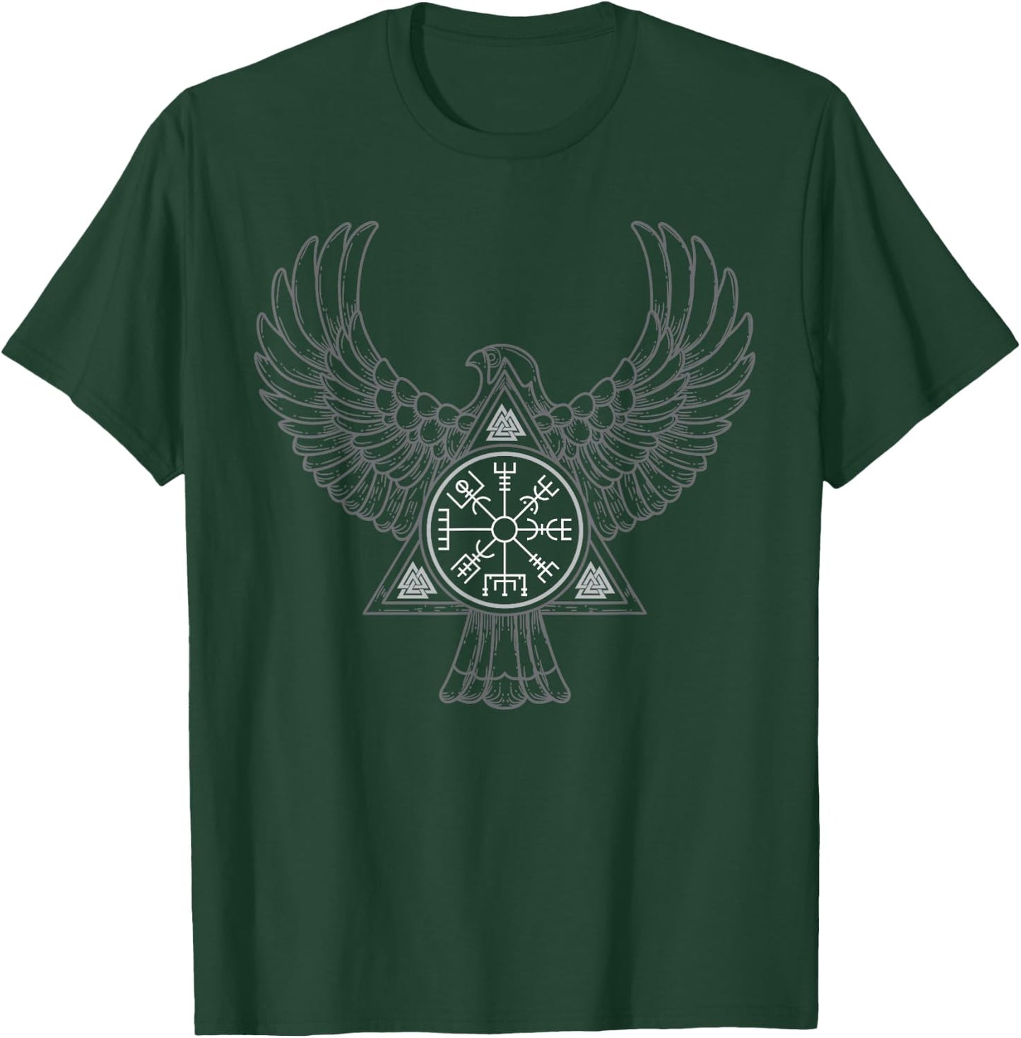 Retro Raven Celtic Viking Vegvisir Compass Viking T-Shirt - T-Shirt | Forest
