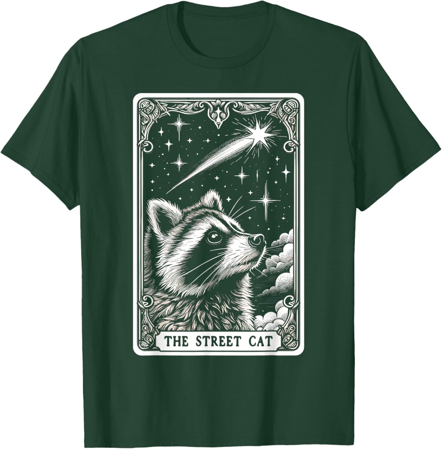The Street Cat Tarot Card Mystic Raccoon T-Shirt - T-Shirt | Forest