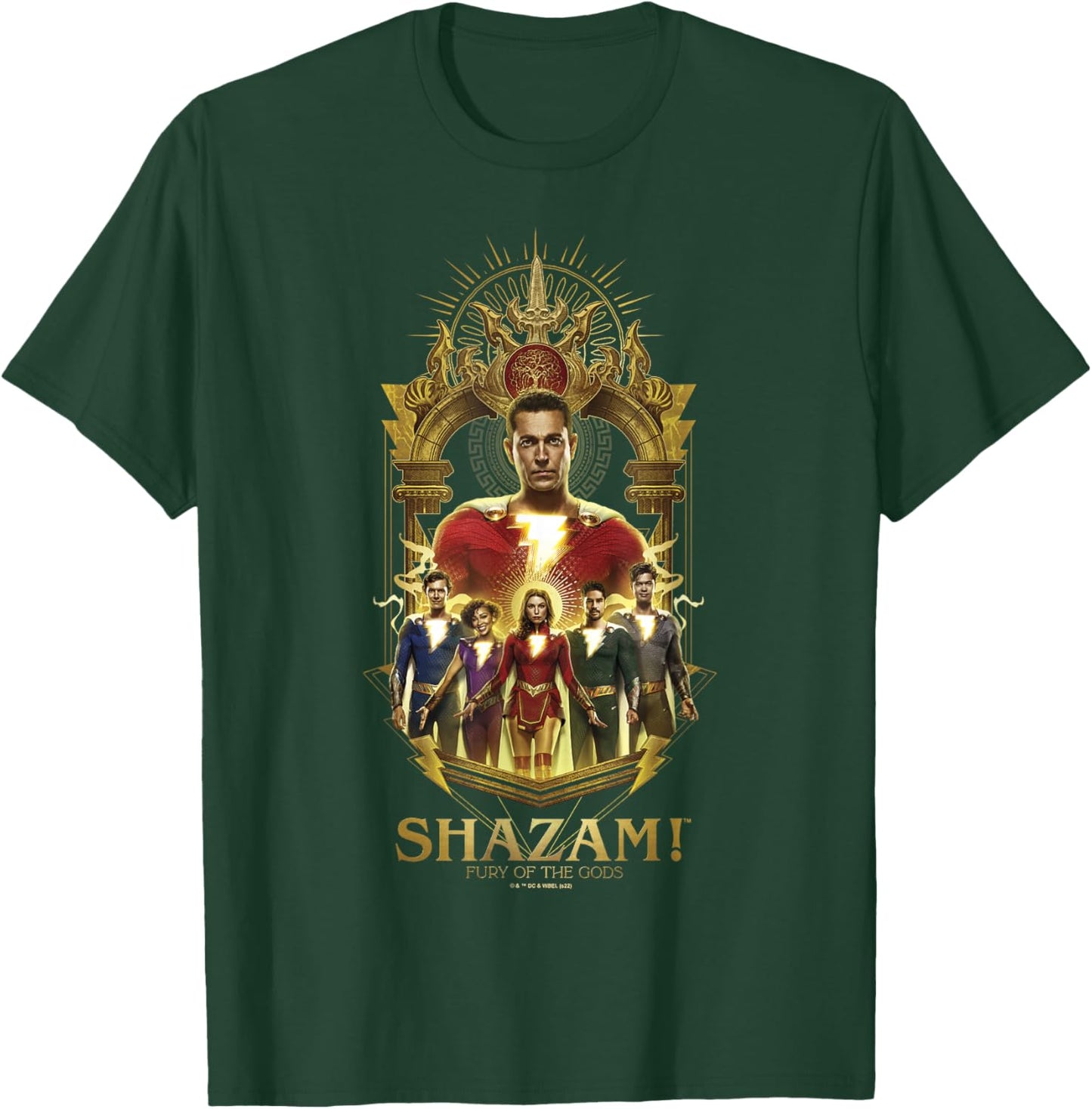 Shazam! Fury of the Gods Gold Champion Arched Family Group T-Shirt - T-Shirt | Forest