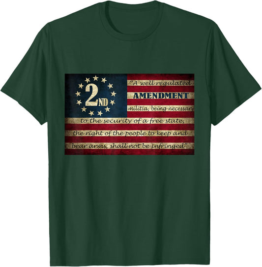 Second Amendment Vintage Flag Well Regulated Militia T-Shirt - T-Shirt | Forest