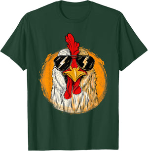 Hipster Chicken With Sunglasses - Retro Vintage Farm Rancher T-Shirt - T-Shirt | Forest