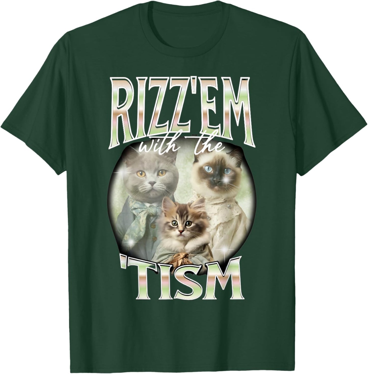 Rizz Em with The Tism Cat Autistic 90s Bootleg Rap Top T-Shirt - T-Shirt | Forest