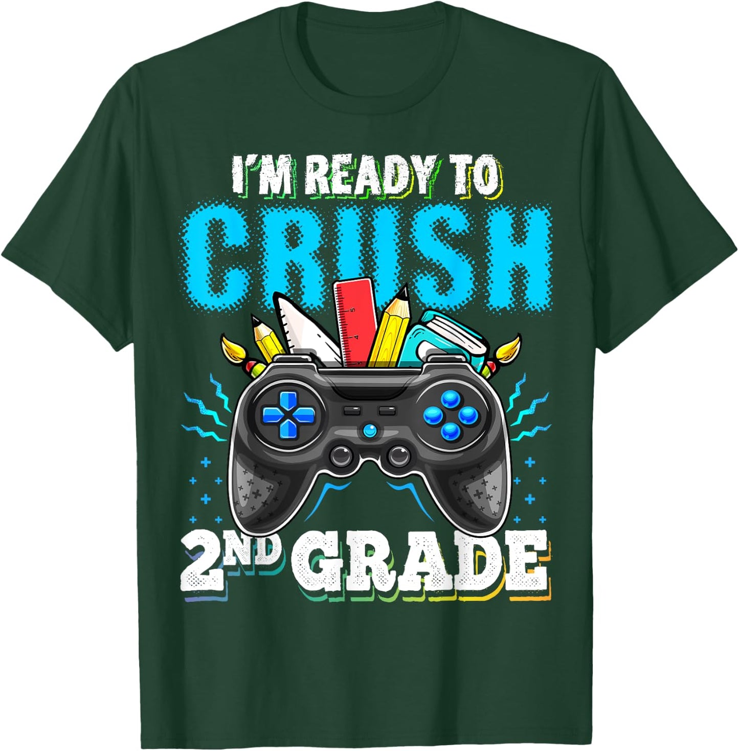 I'm Ready to Crush 2nd Grade Back to School Video Game Boys T-Shirt - T-Shirt | Forest