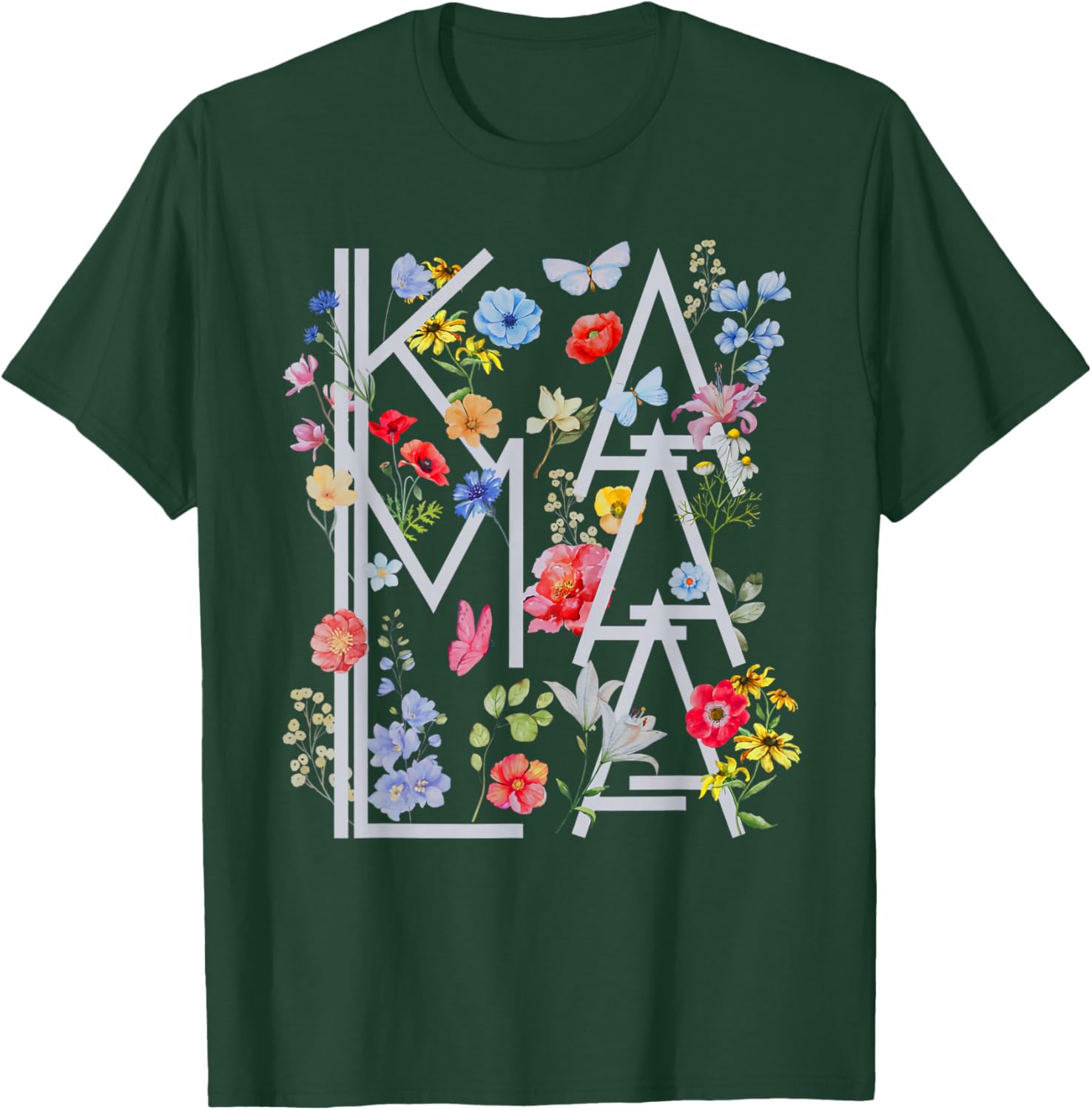 Kamala Harris Vintage Floral Feminine First Female President T-Shirt - T-Shirt | Forest