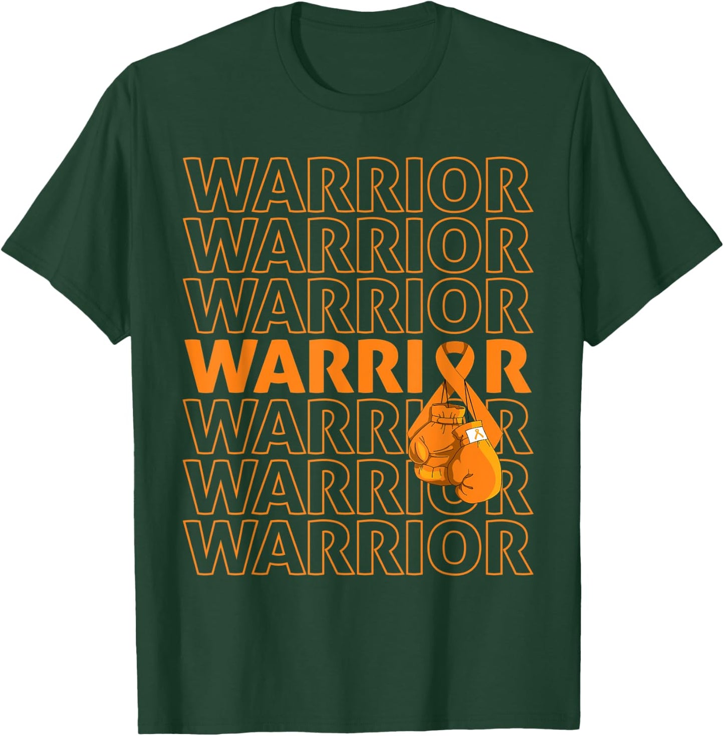 Leukemia Awareness Warrior Orange Ribbon Boxing Gloves T-Shirt - T-Shirt | Forest