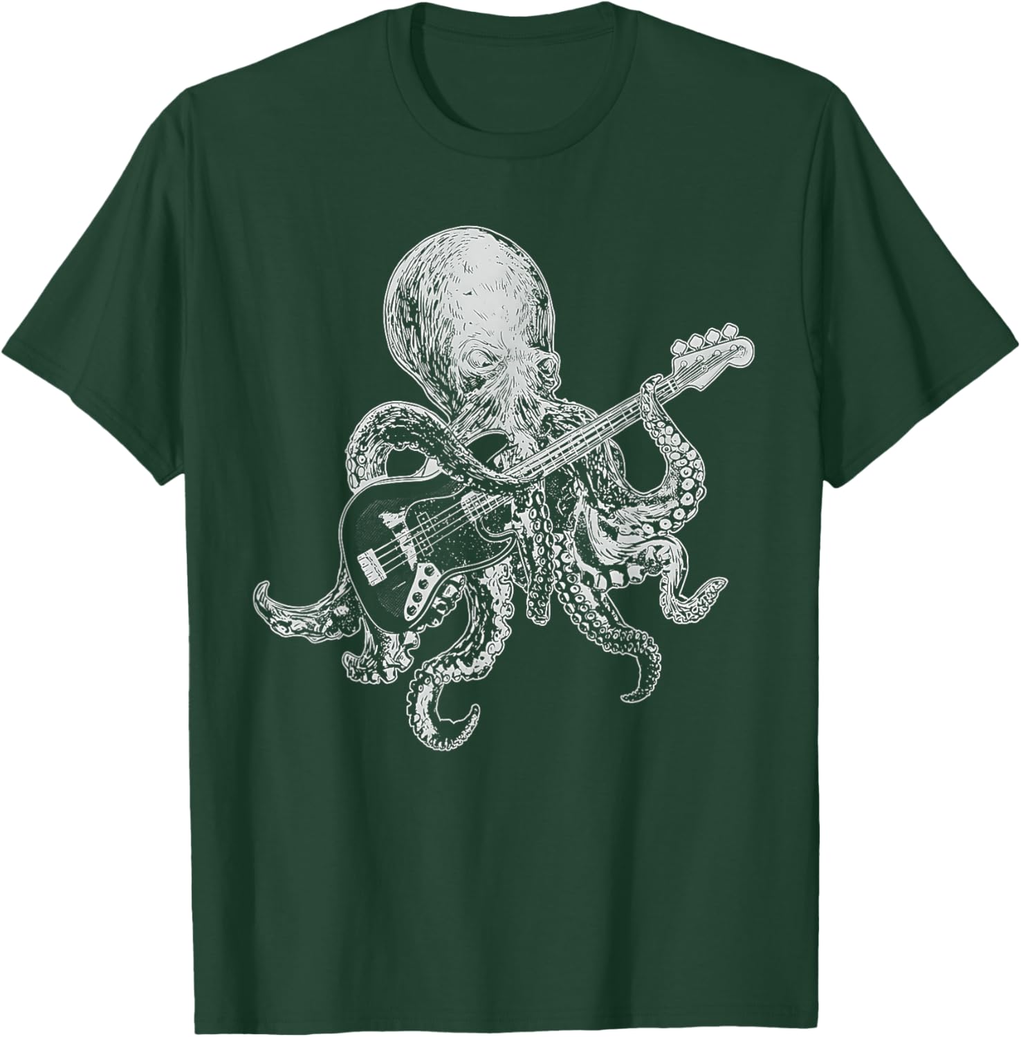 Octopus Playing Bass Guitar Shirt Dad Octopus Lover T-Shirt - T-Shirt | Forest