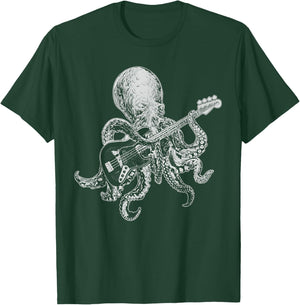 Octopus Playing Bass Guitar Shirt Dad Octopus Lover T-Shirt - T-Shirt | Forest