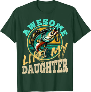 Fishing Graphic Retro Fishing Awesome Like My Daughter T-Shirt - T-Shirt | Forest