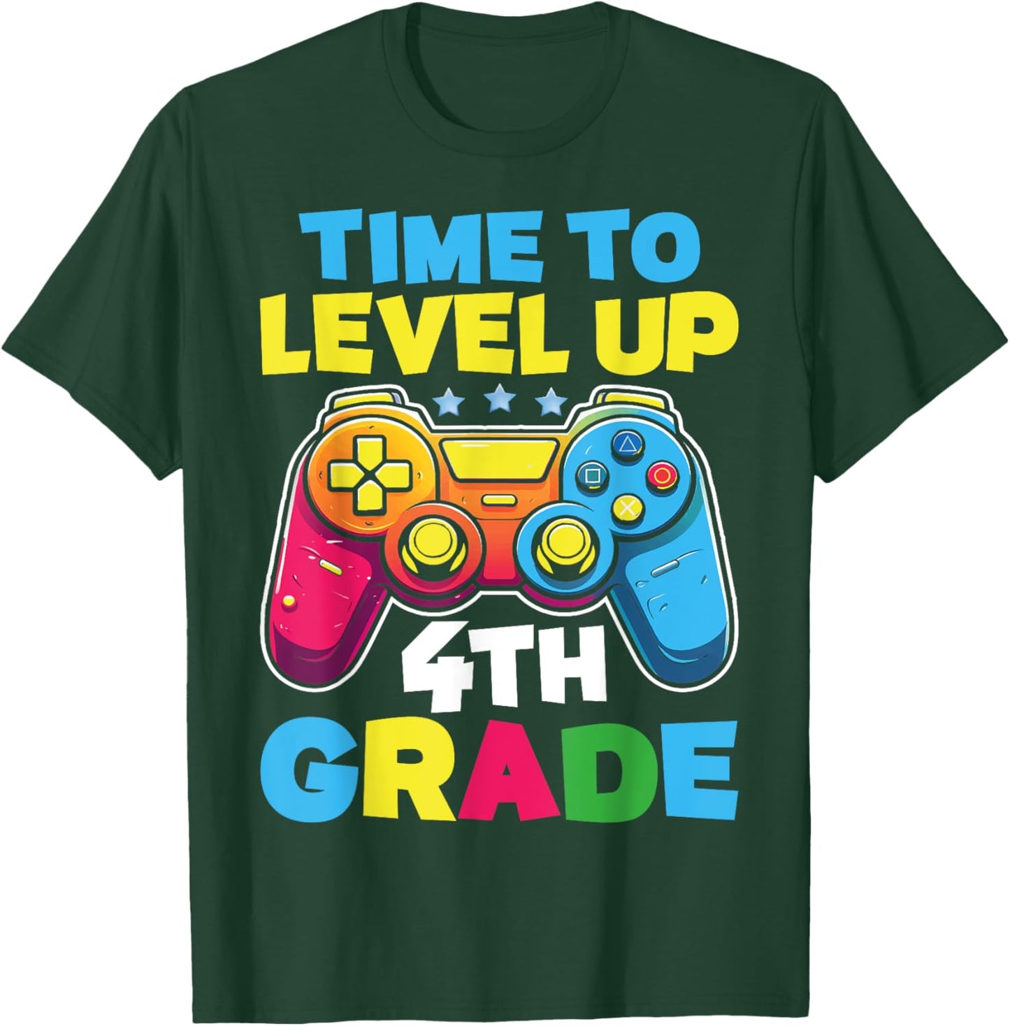 Time To Level Up 4th Grade Video Gamer Kids Back To School T-Shirt - T-Shirt | Forest