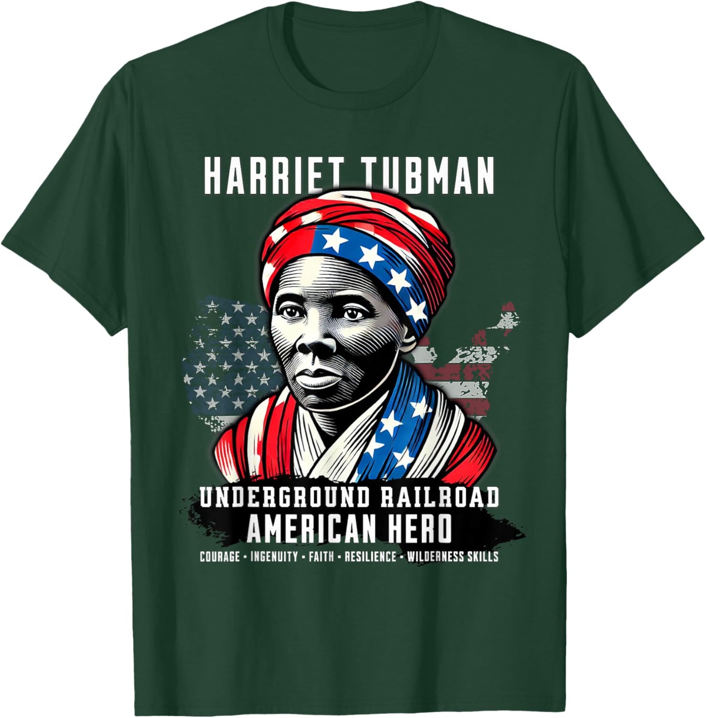 Harriet Tubman Underground Railroad American Hero History T-Shirt - T-Shirt | Forest