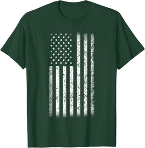 Black and White American Flag Vintage Style T-Shirt - T-Shirt | Forest