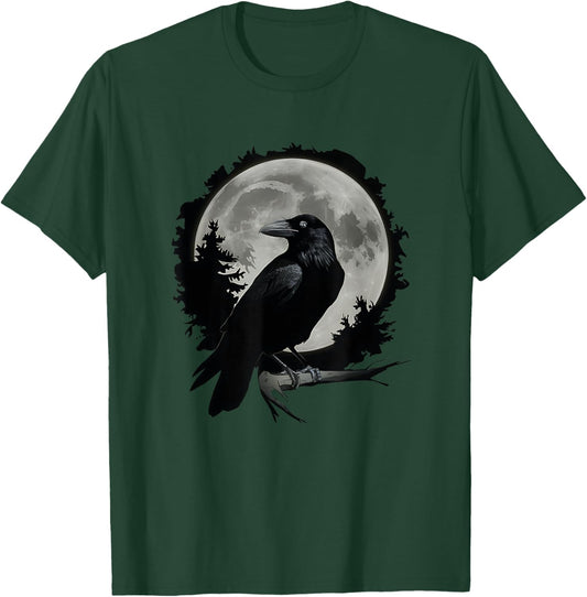 Full Moon Raven Women Men Kid Black art Black Bird Crow Moon T-Shirt - T-Shirt | Forest