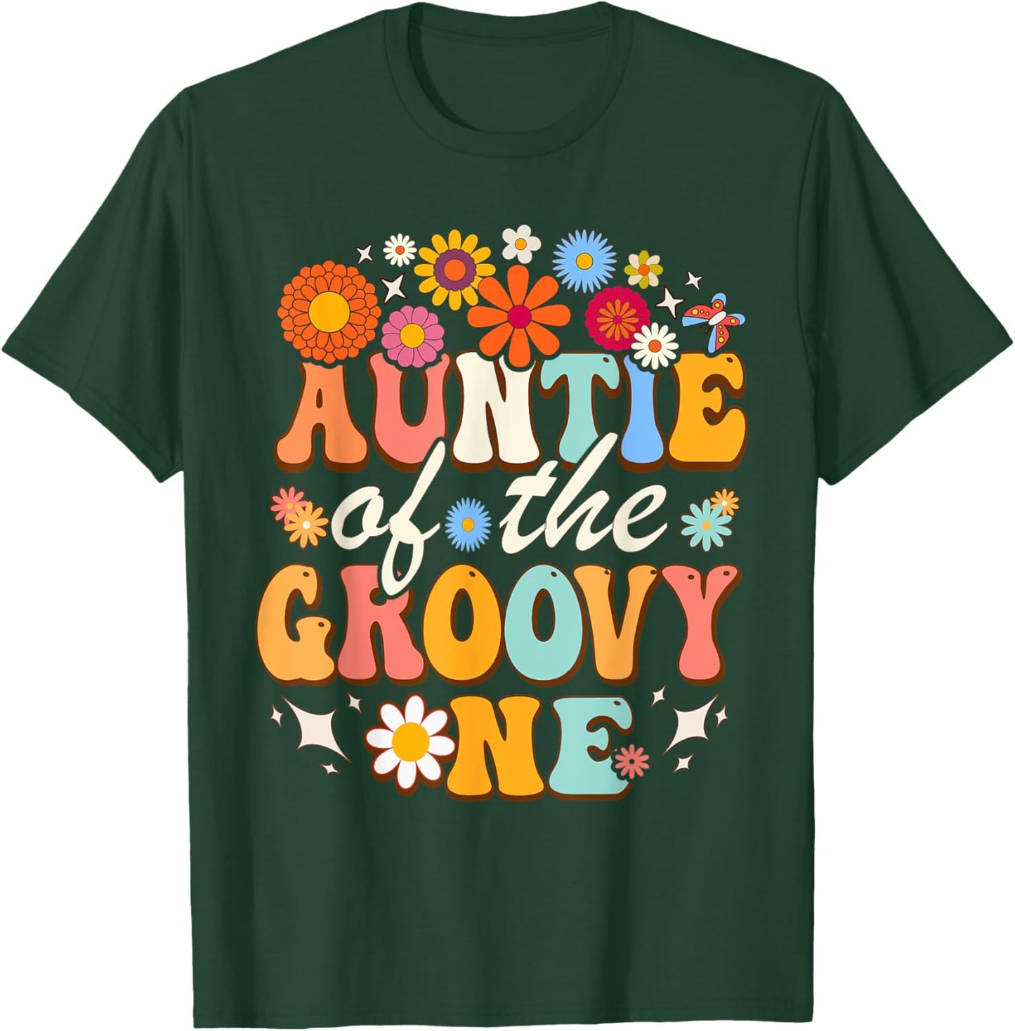 Auntie of Groovy One Matching Family First Birthday Party T-Shirt - T-Shirt | Forest