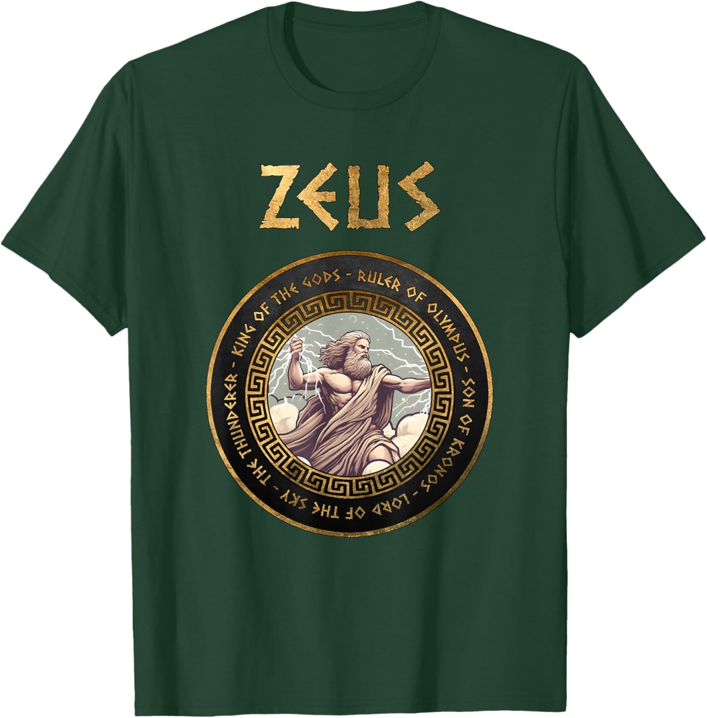 Agema Apparel Zeus Greek God Ancient Greek Mythology , Small, Black T-Shirt - T-Shirt | Forest