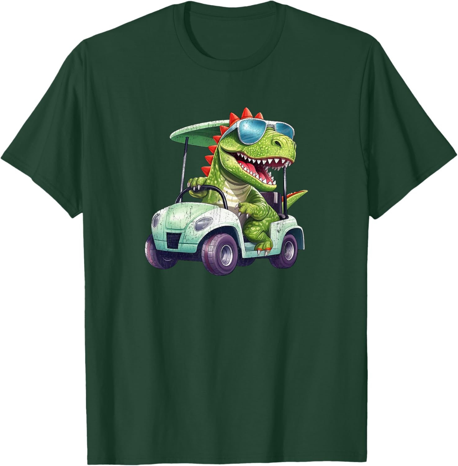 Vintage T-Rex Tyrannosaurus Dinosaur in a Golf Cart Funny T-Shirt - T-Shirt | Forest