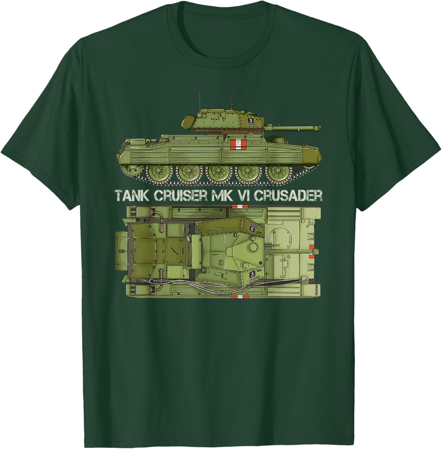Tank Cruiser Mk VI Crusader British WW2 Diagram T-Shirt - T-Shirt | Forest