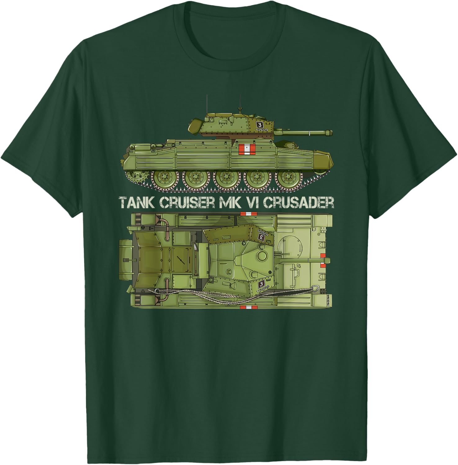 Tank Cruiser Mk VI Crusader British WW2 Diagram T-Shirt - T-Shirt | Forest