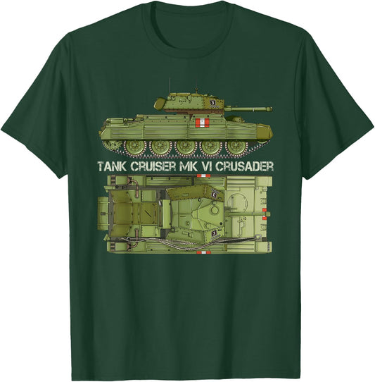 Tank Cruiser Mk VI Crusader British WW2 Diagram T-Shirt - T-Shirt | Forest