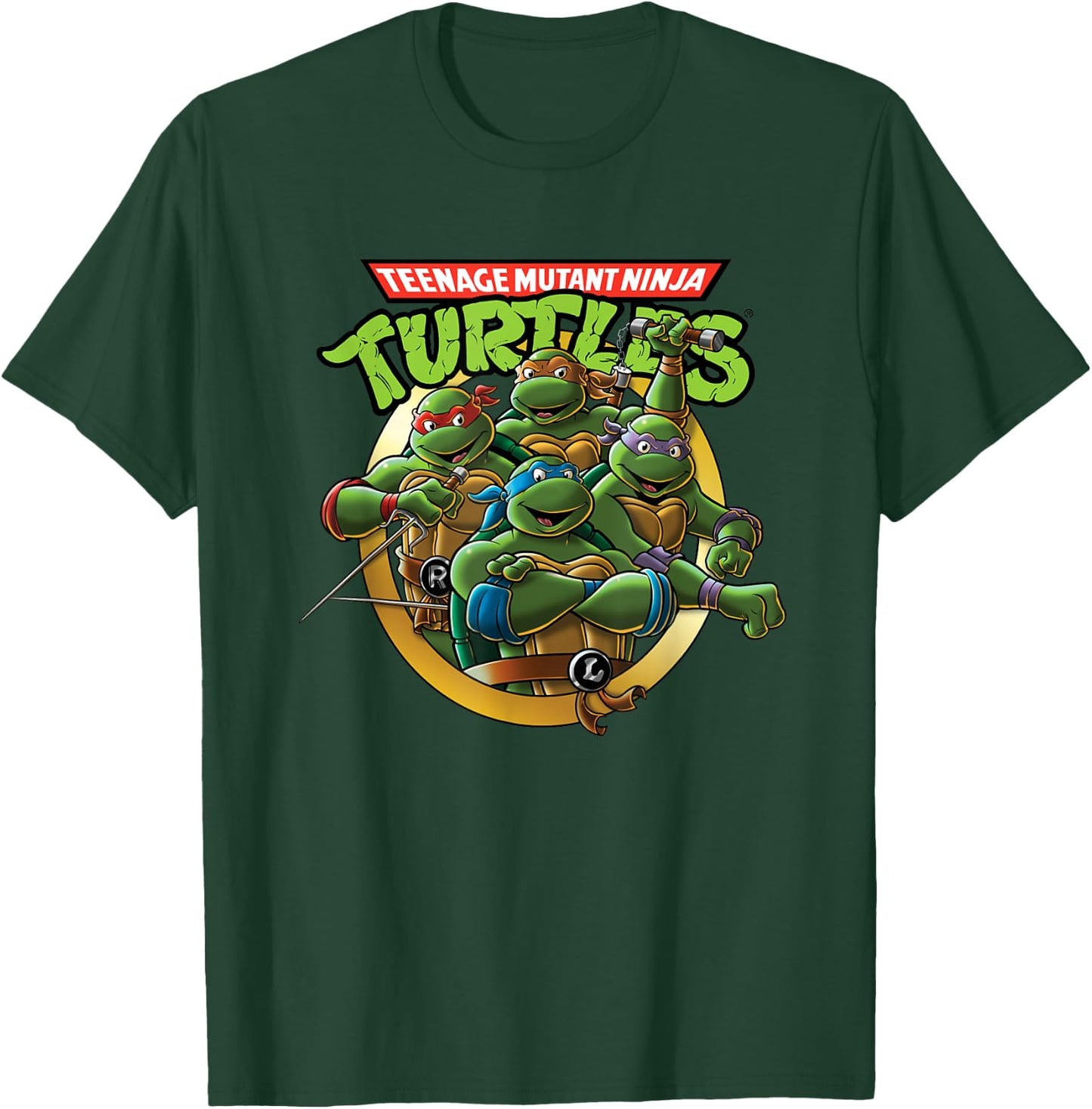 Classic Teenage Mutant Ninja Turtles Group And Logo T-Shirt - T-Shirt | Forest