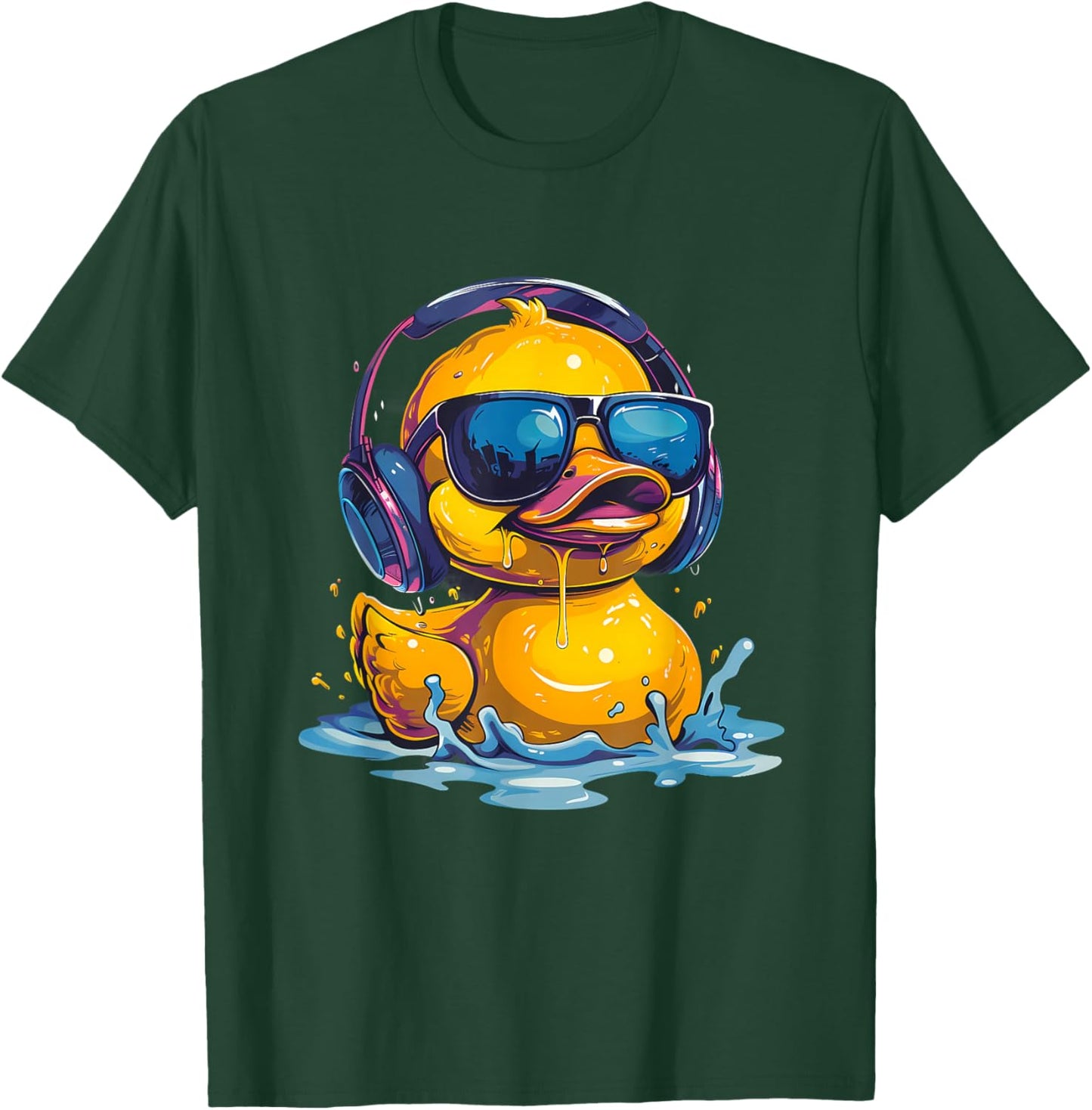 Rubber Duck Techno DJ Rubber Duckling Music Headphones T-Shirt - T-Shirt | Forest