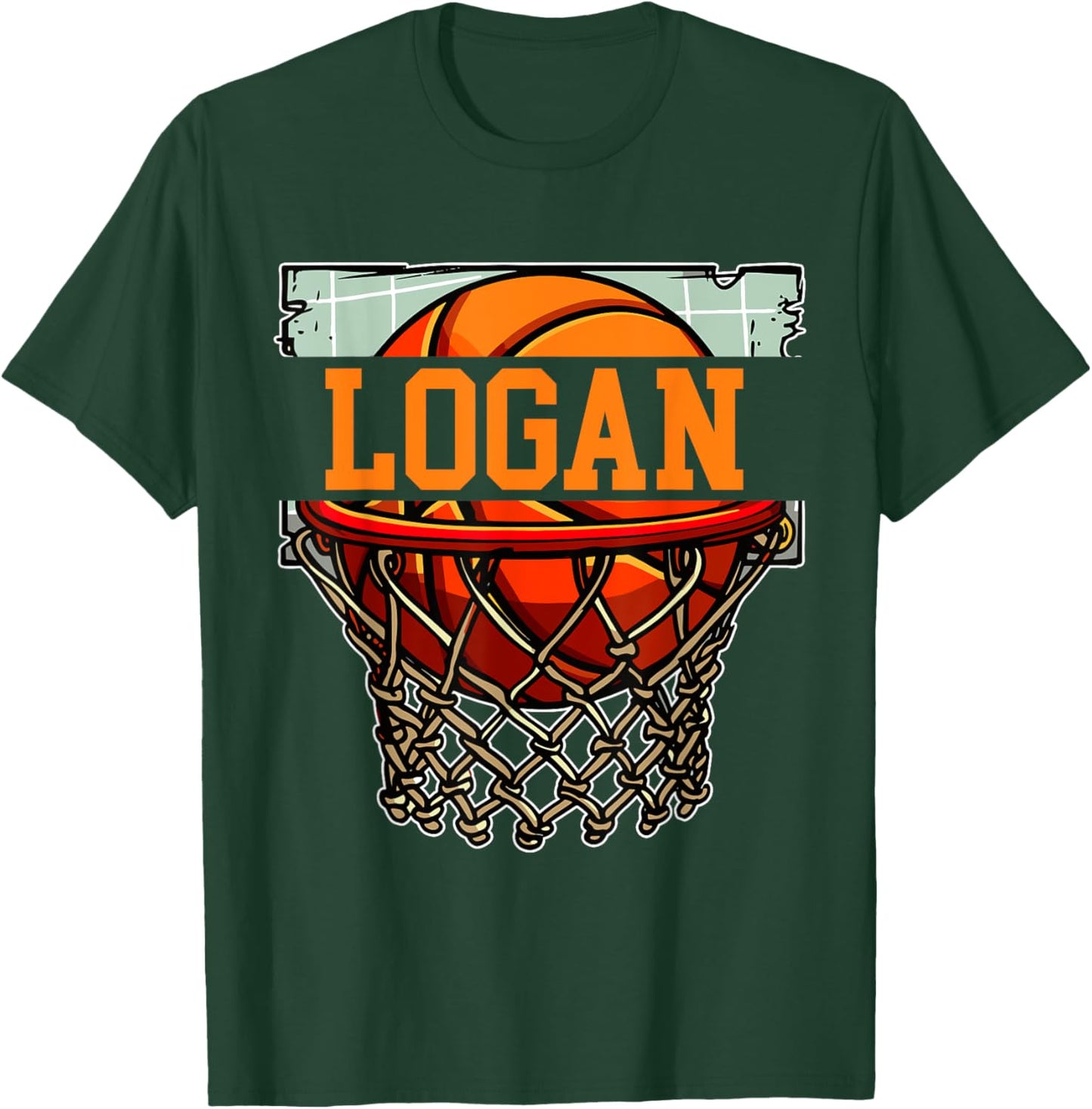 Logan Basketball Custom Name T-Shirt - T-Shirt | Forest