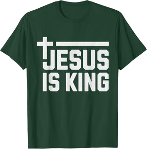 Jesus is King / Cross God Loves You Faith Religious T-Shirt - T-Shirt | Forest