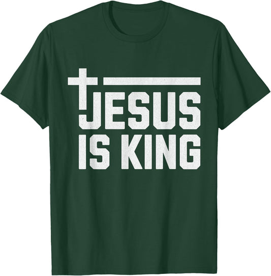 Jesus is King / Cross God Loves You Faith Religious T-Shirt - T-Shirt | Forest