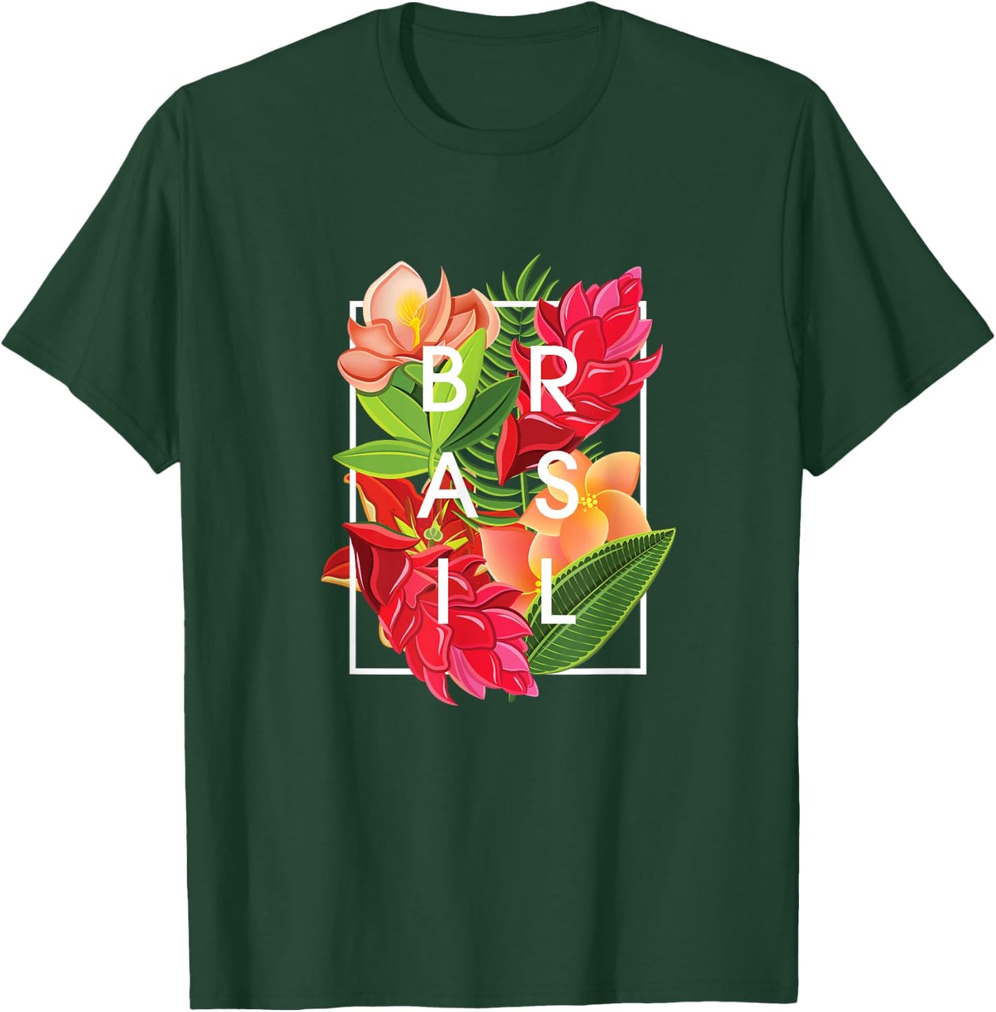 Flowers of Brazil Word Art - Brazilian Pride T-Shirt - T-Shirt | Forest