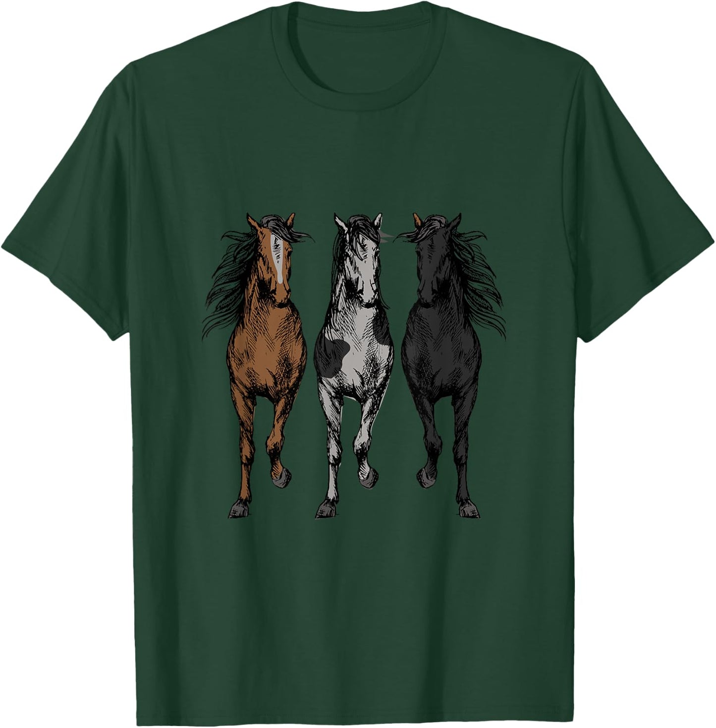 Horse Shirt Graphic - Horse Shirt For Girls, Boys T-Shirt - T-Shirt | Forest