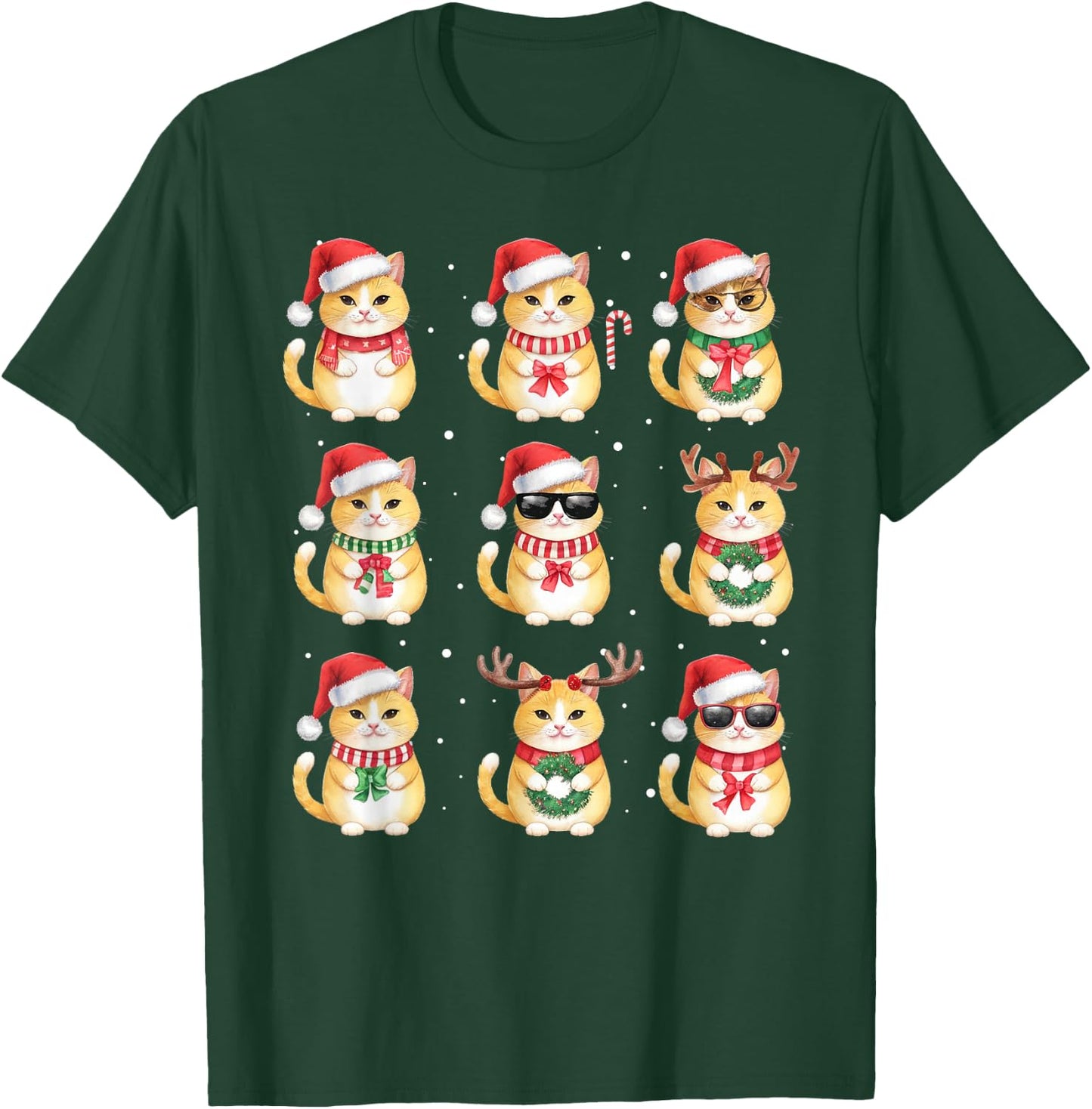 Cat Christmas Lights Funny Cats Lover Animal Pajama T-Shirt - T-Shirt | Forest