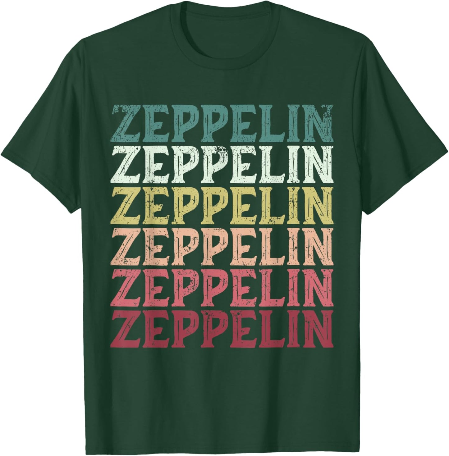 Retro Zeppelin 70s Dirigible Blimp Airship Zepelin Zepplin T-Shirt - T-Shirt | Forest