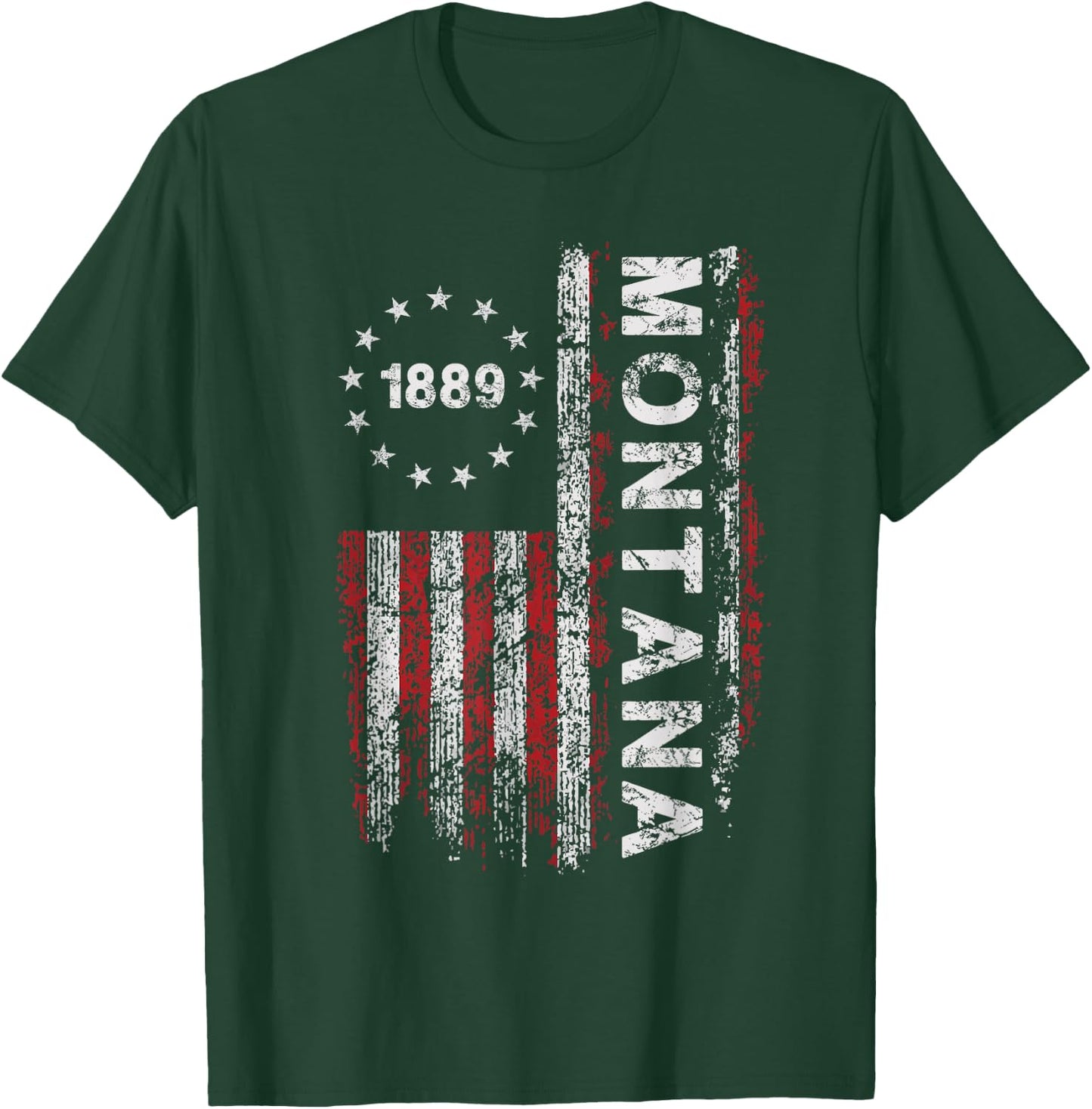 Montana State US Flag Vintage Women Youth T-Shirt - T-Shirt | Forest