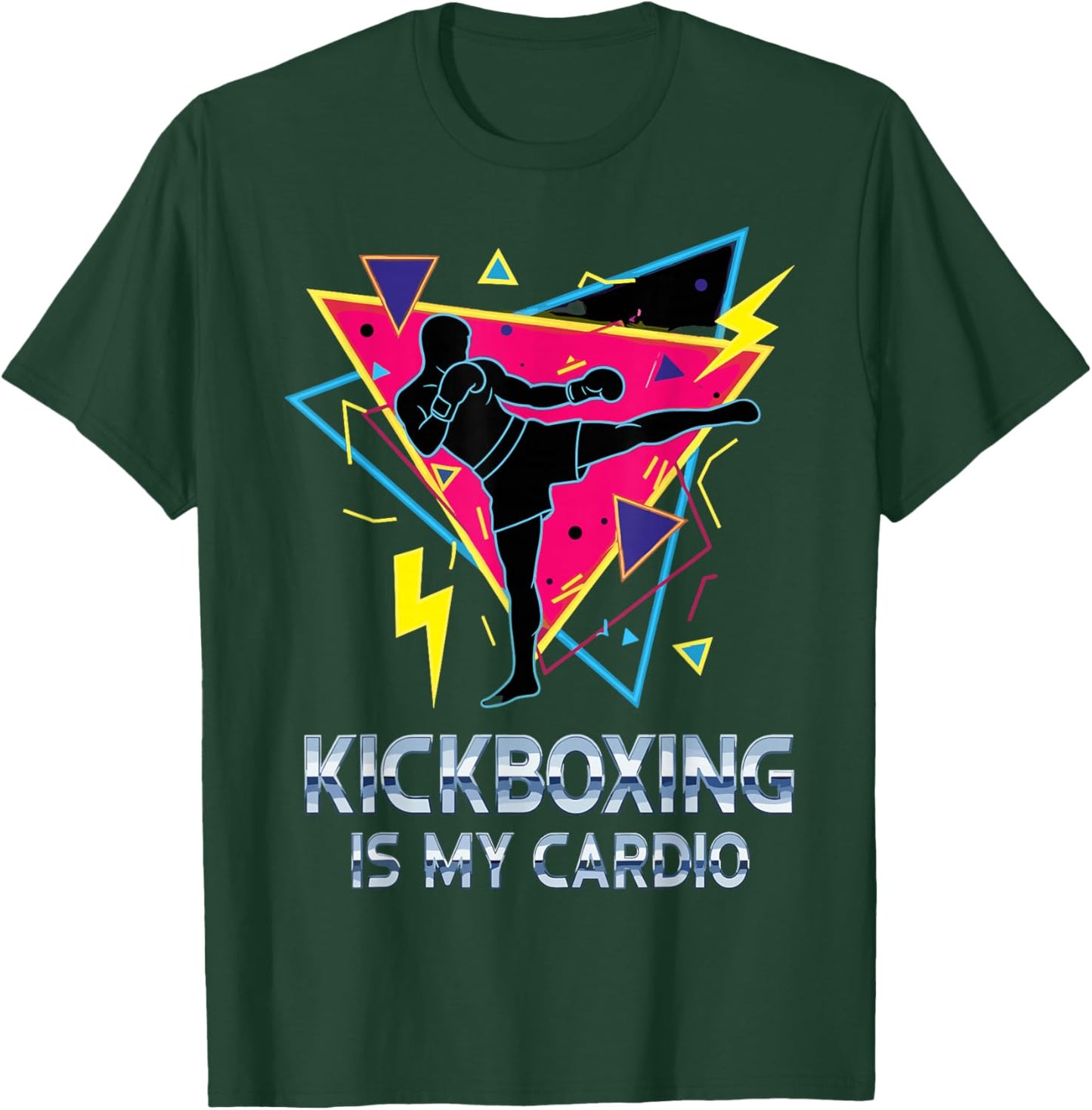 Kickboxing is My Cardio Retro Workout Martial Arts Boxing T-Shirt - T-Shirt | Forest