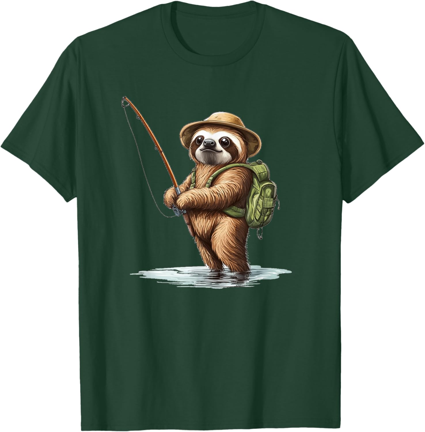 Catch the Fun with Sloth’s Fishing Adventure Outfit T-Shirt - T-Shirt | Forest