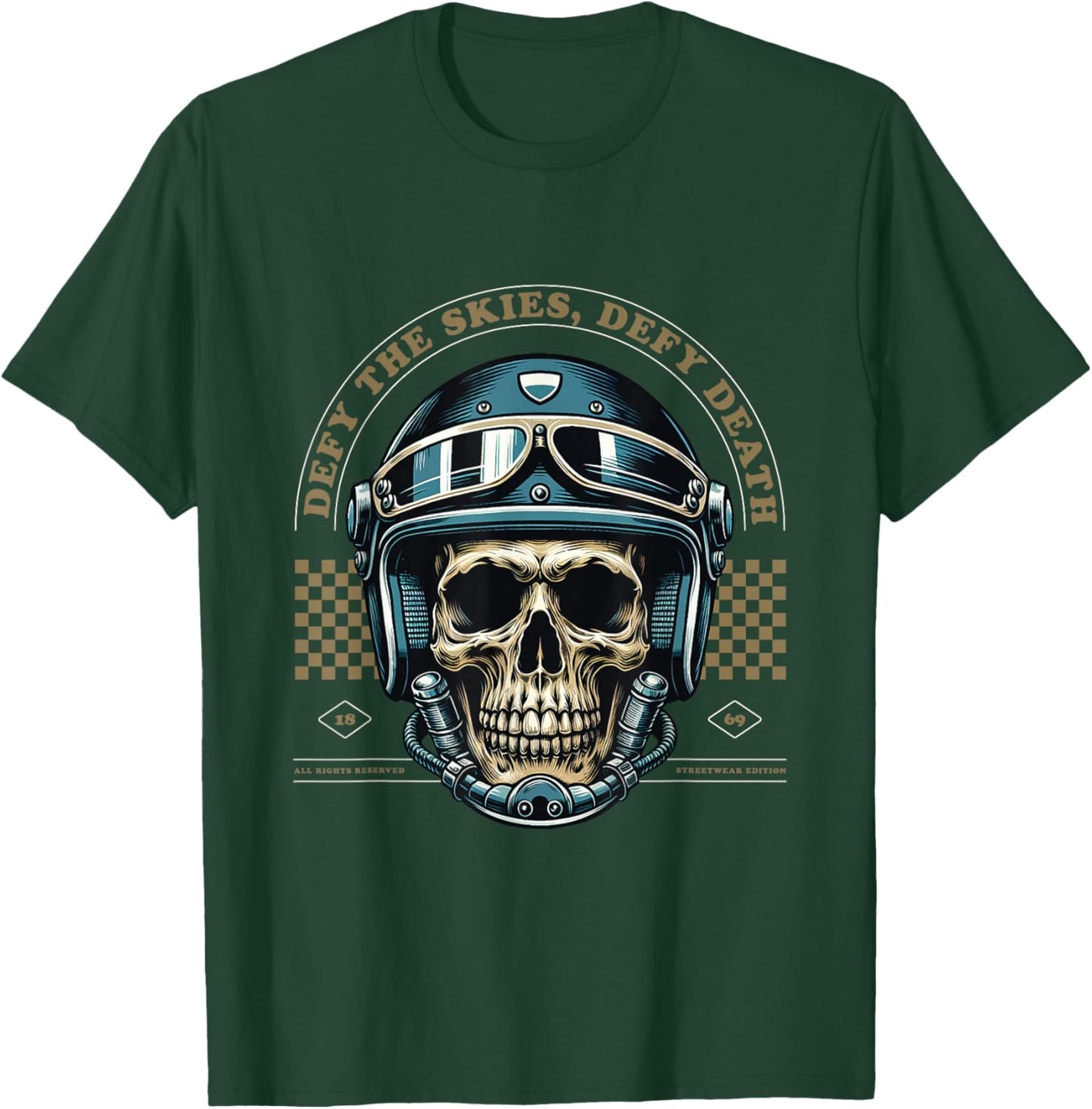 Skull with Helmet T-Shirt - T-Shirt | Forest