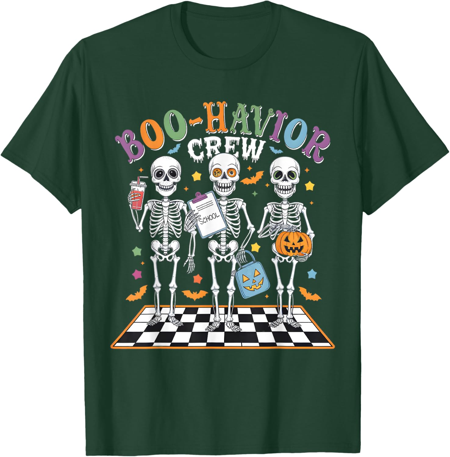 Boo-Havior Crew Behavior Analyst Skeletons Halloween ABA RBT T-Shirt - T-Shirt | Forest