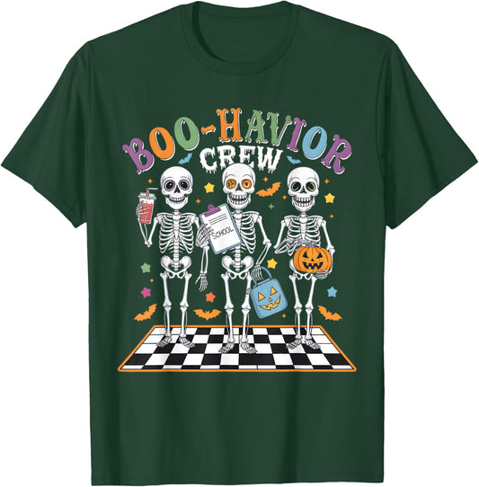 Boo-Havior Crew Behavior Analyst Skeletons Halloween ABA RBT T-Shirt - T-Shirt | Forest
